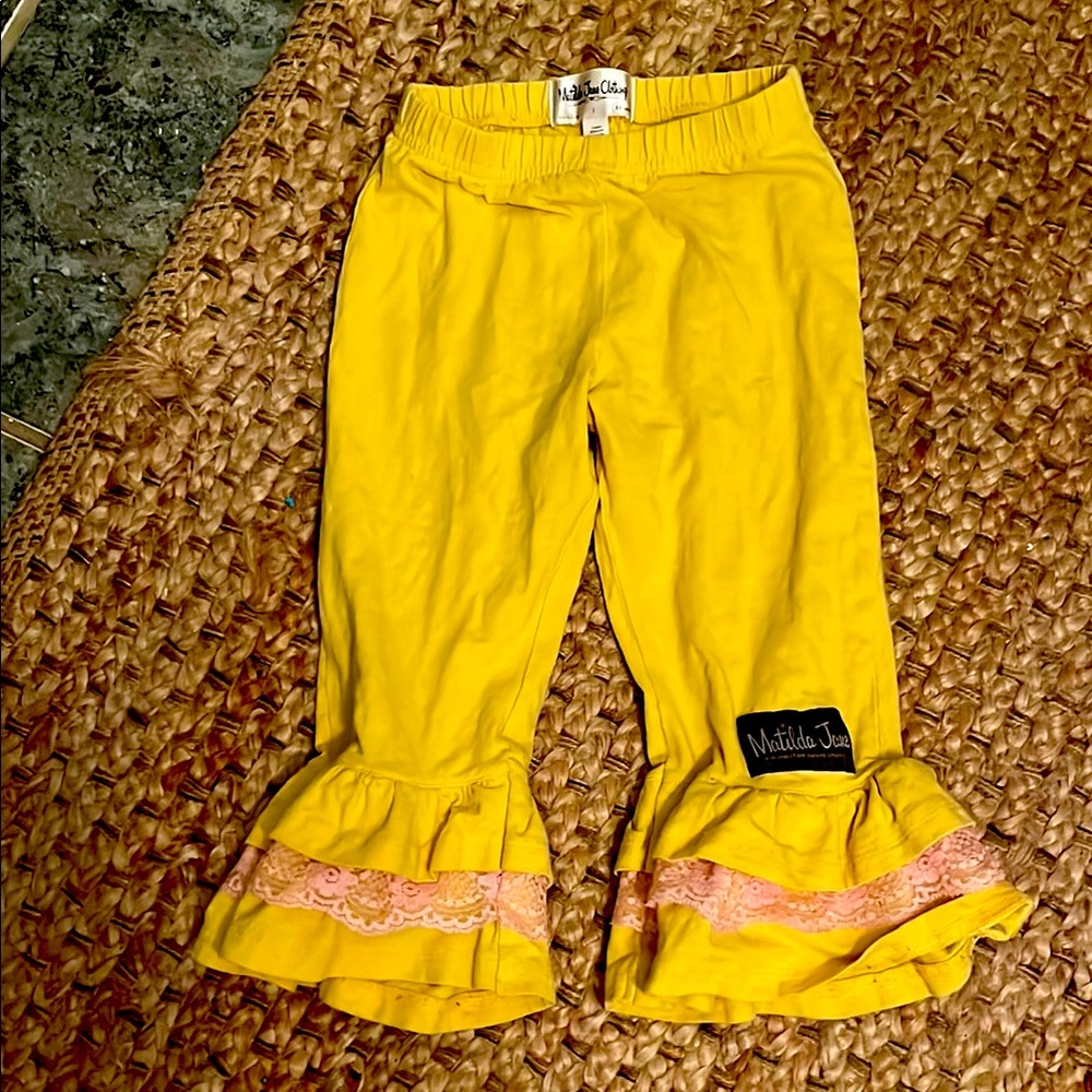 Matilda Jane Yellow and Pink Ruffle Leggings